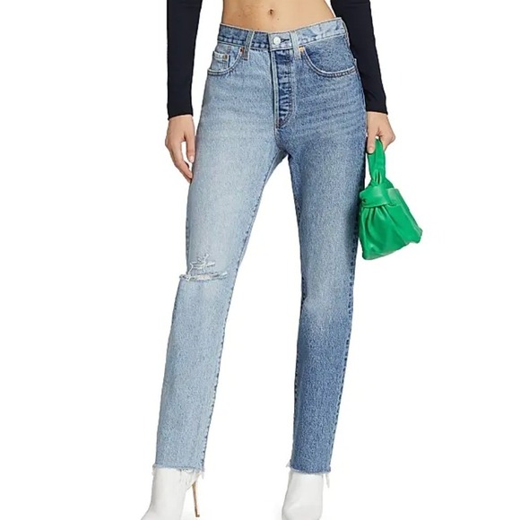 Levi's Denim - Levi's Premium 501 Original Two Tone Jeans 27 Blue High Rise Straight Leg Denim